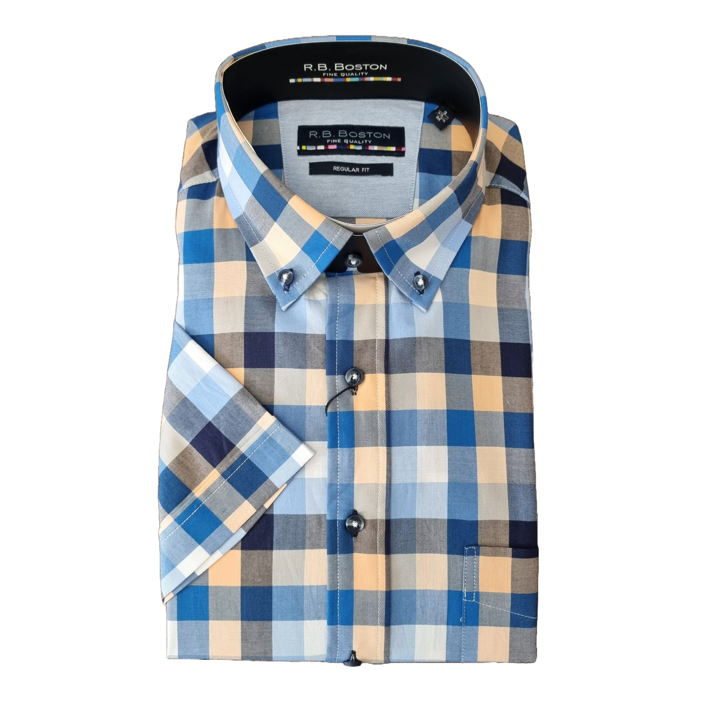 Rb Boston Short Sleeve Shirt - Marshall Salmon/Blue Check