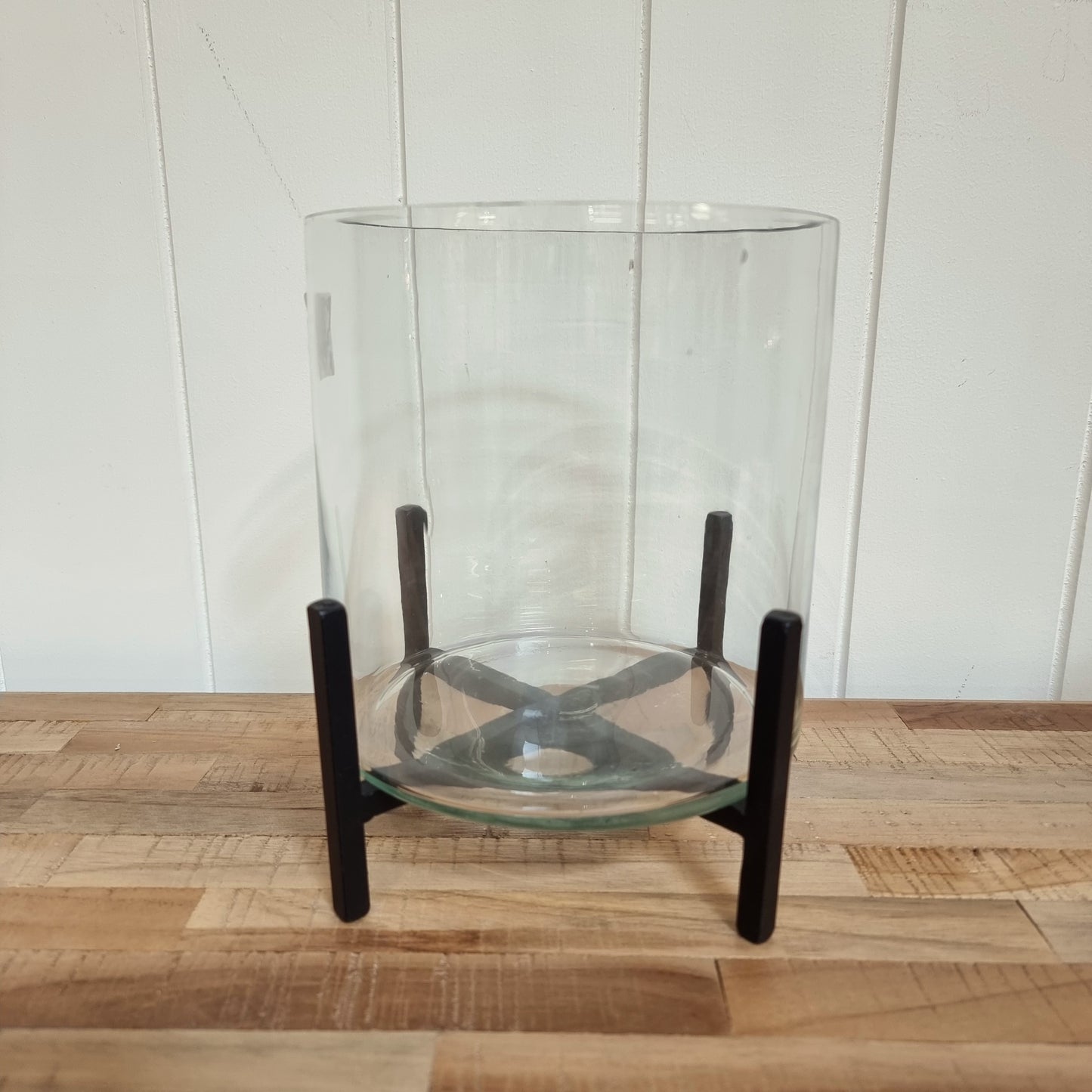 Glass Votive on Iron Base