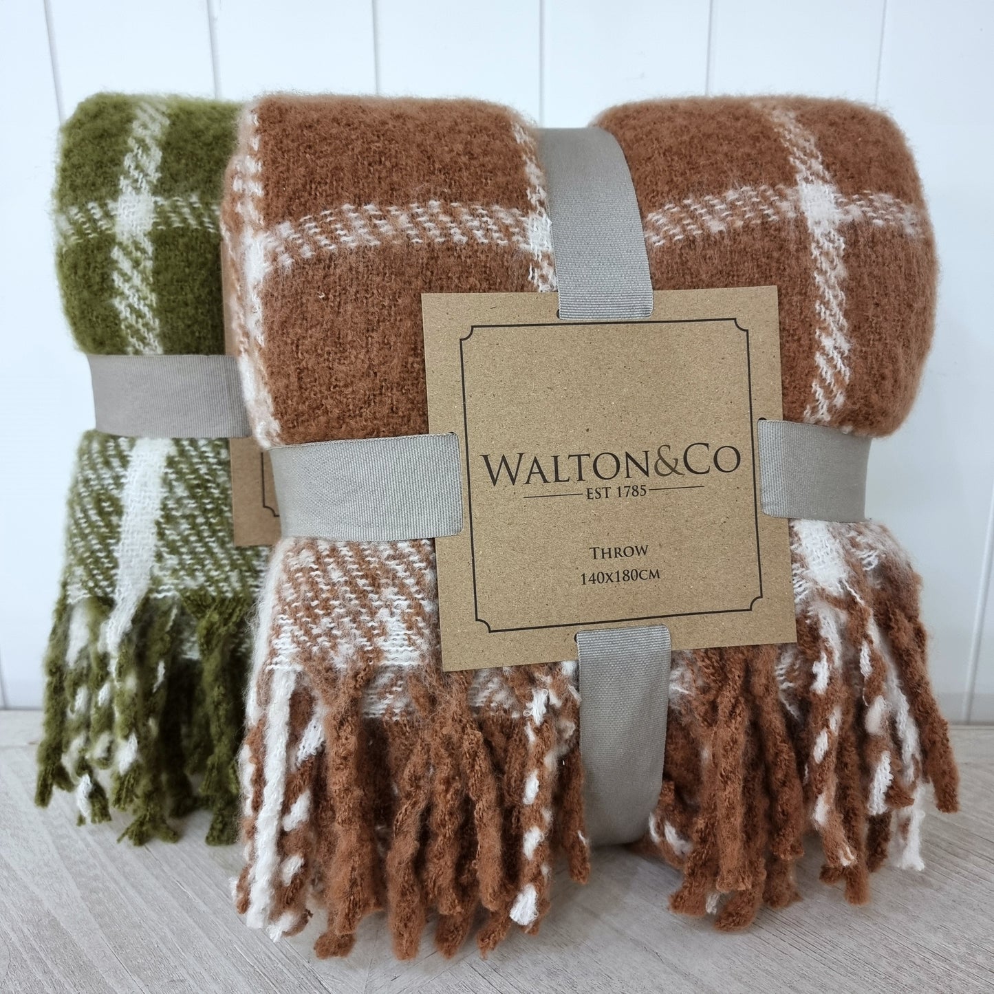 Faux Mohair Chequered Throw - Spice