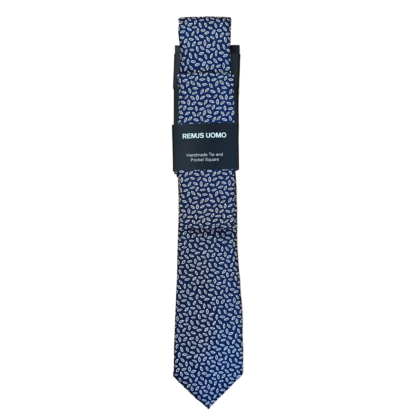 Remus Uomo Tie and Pocket Square Set - Navy/Brown