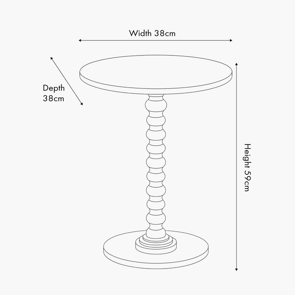 Wood Bobble Side Table - Olive