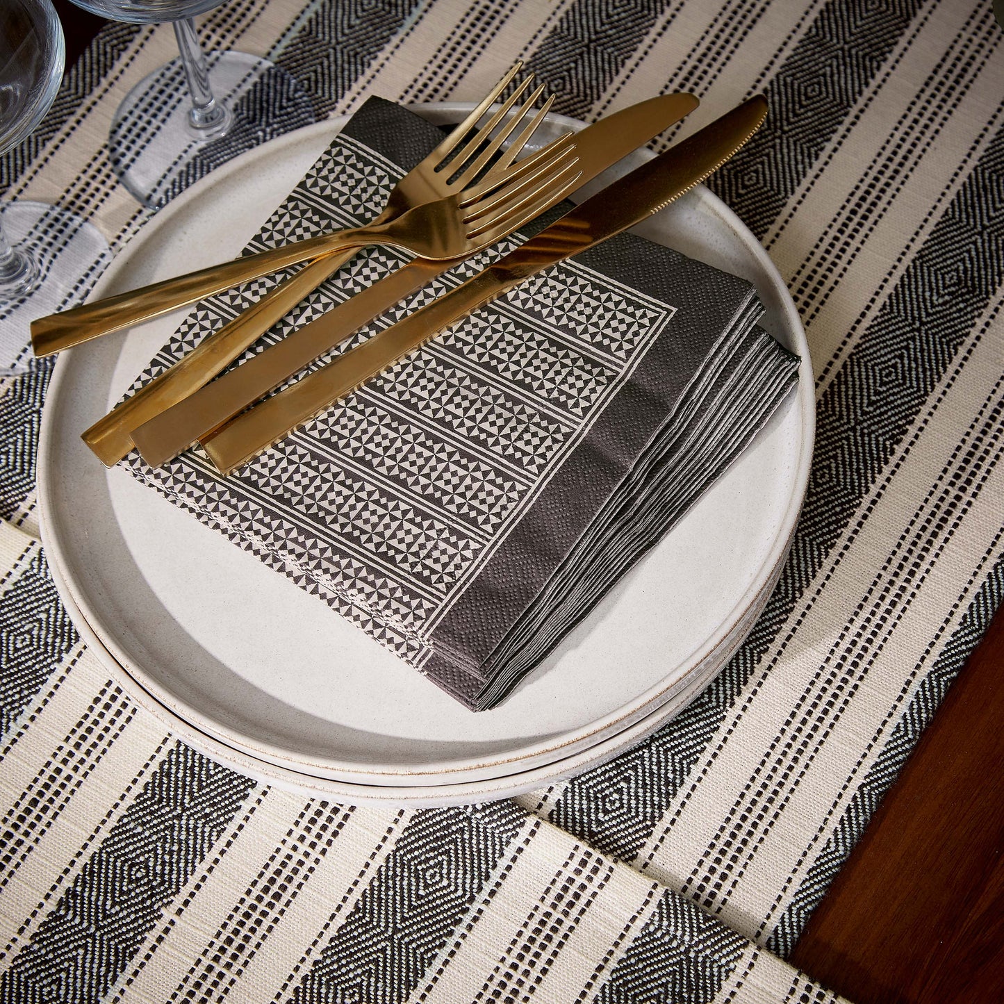 Saja Geo Paper Napkin - Charcoal (Pack of 20)