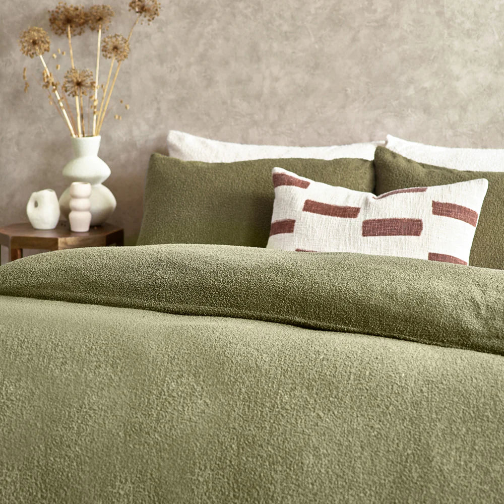 Boucle Duvet Cover Set - Olive