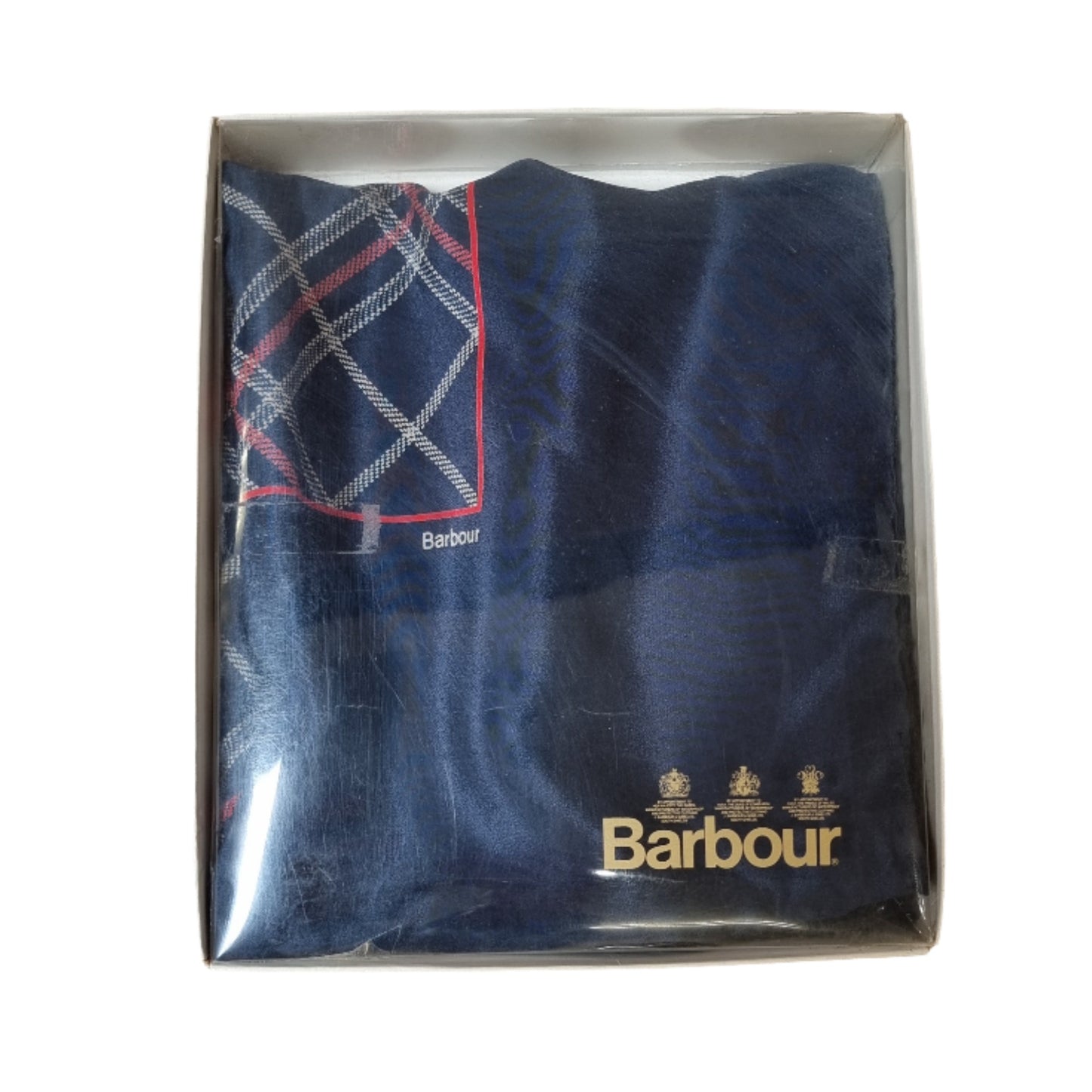 Vintage Barbour Silk Square Scarf - Blue Check