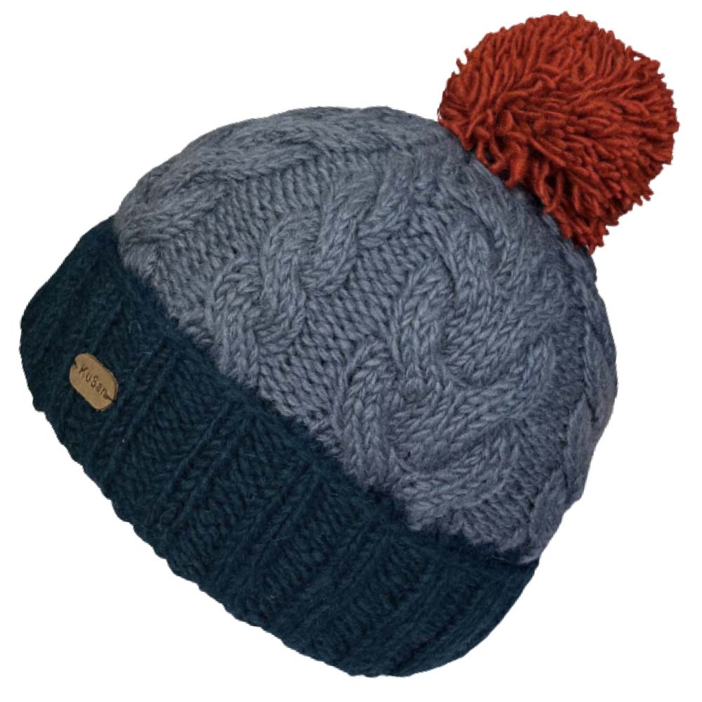 Kusan Cable Bobble Hat - Teal Denim