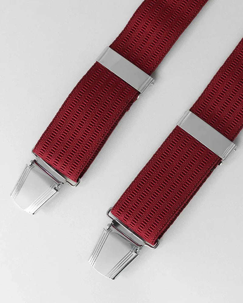 Sophos Braces 35mm Plain Ribbed - 4 Leg Clip - Wine