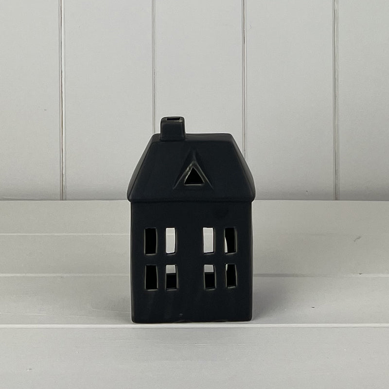 Black Ceramic Tealight Holder House