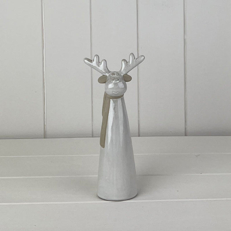 Glazed Ceramic Tall Reindeer Ornament (B)