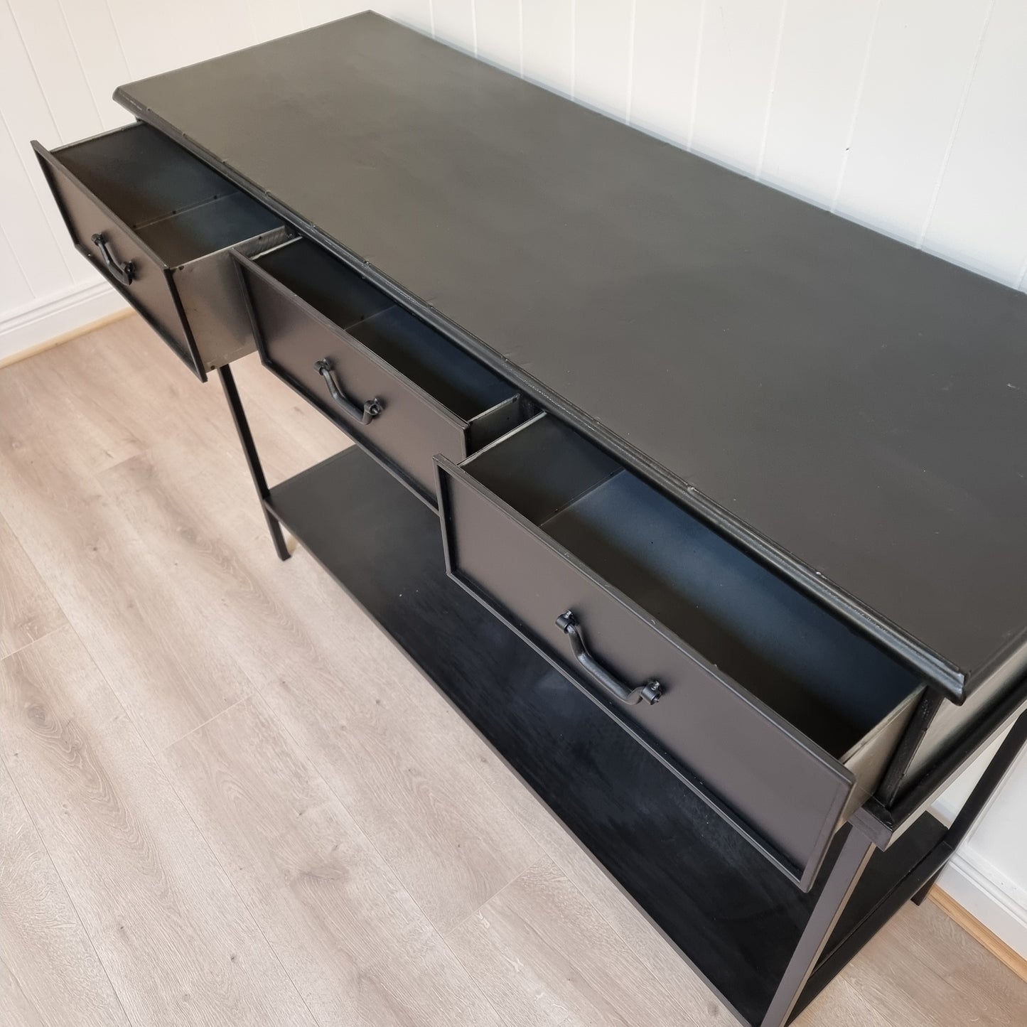 Console Table with Three Drawers - Antique Black