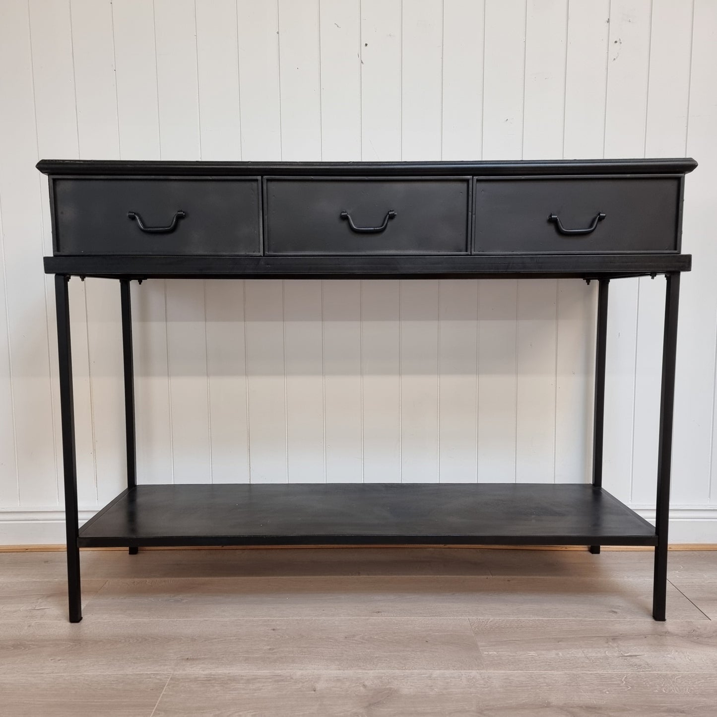 Console Table with Three Drawers - Antique Black