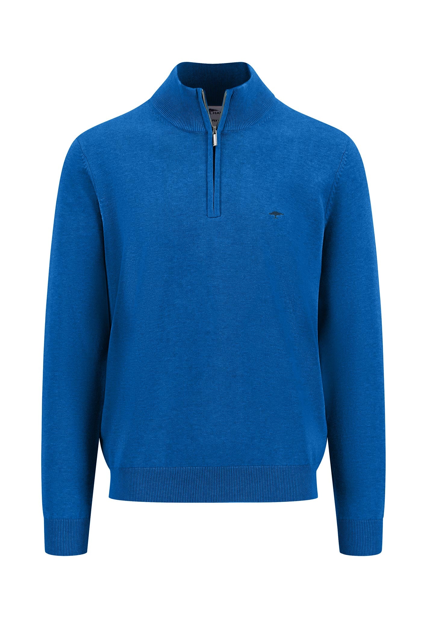 Fynch Hatton Quarter Zip Knitwear - Strong Blue