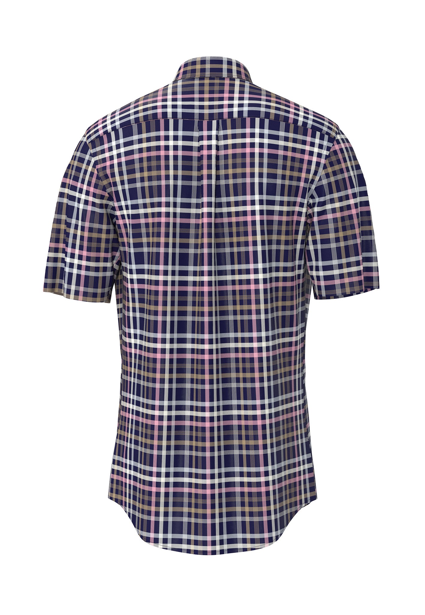 Fynch Hatton Short Sleeve Shirt - Combi Slub Checks - Navy