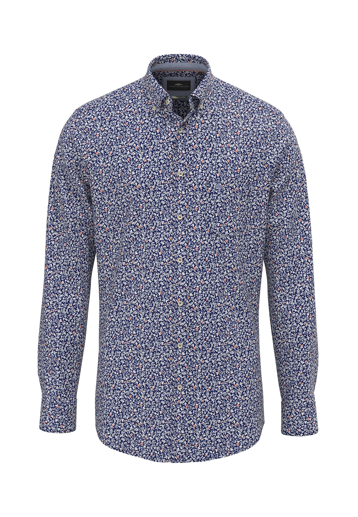 Fynch Hatton Shirt - Flower Print - Peach