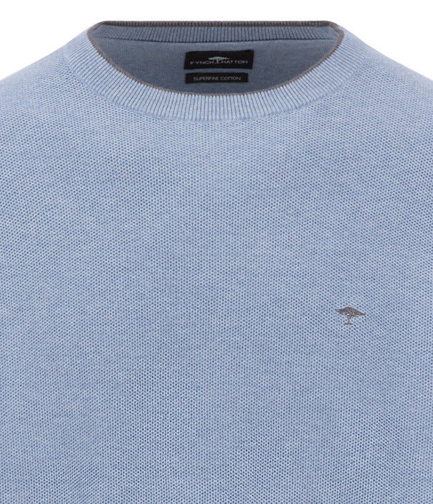 Fynch Hatton Round Neck Knitwear - Air Blue