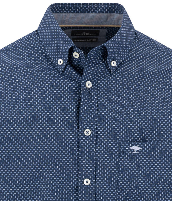 Fynch Hatton Shirt - Minimal Print - Ink Blue