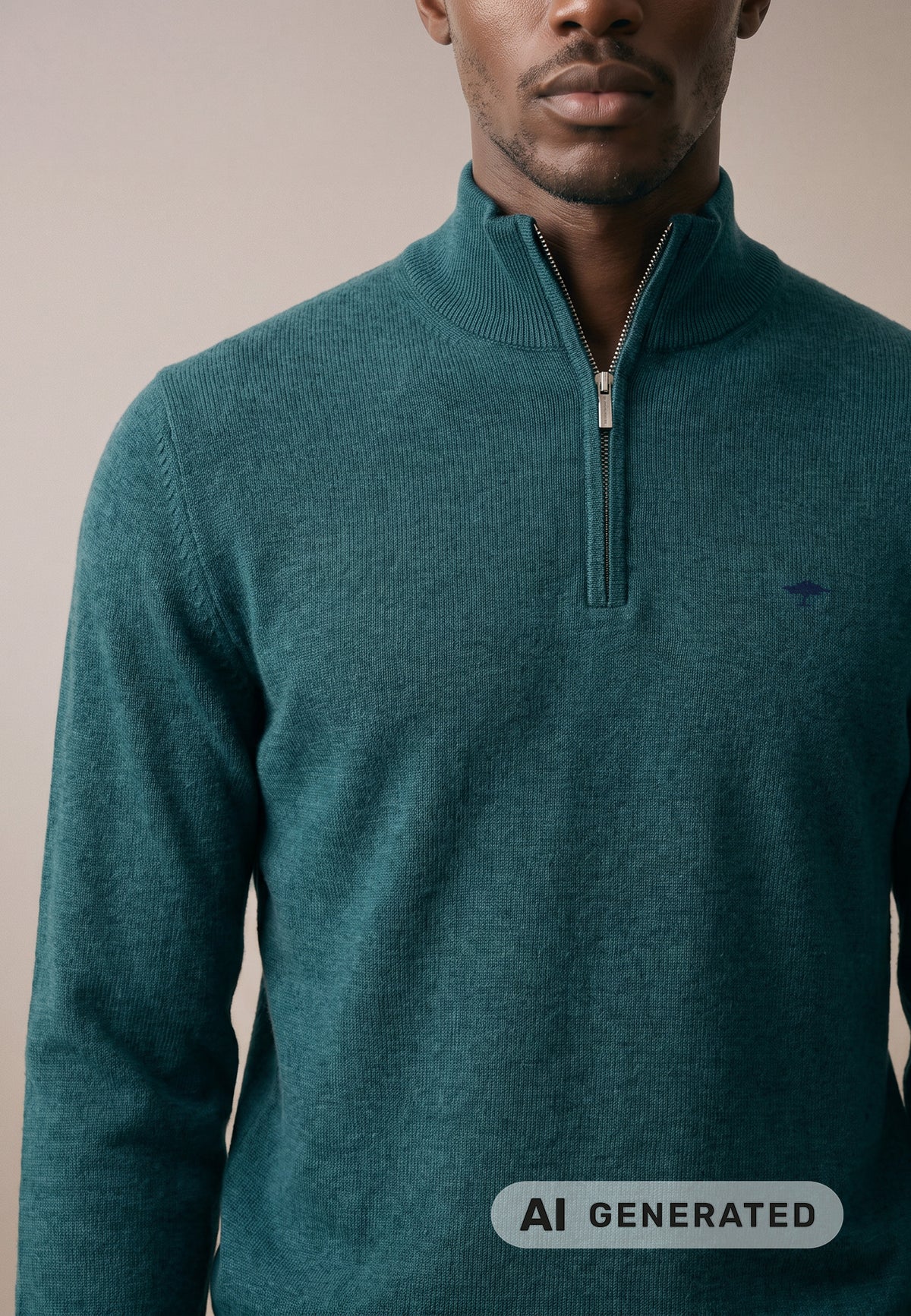 Fynch Hatton Quarter Zip Knitwear - Teal