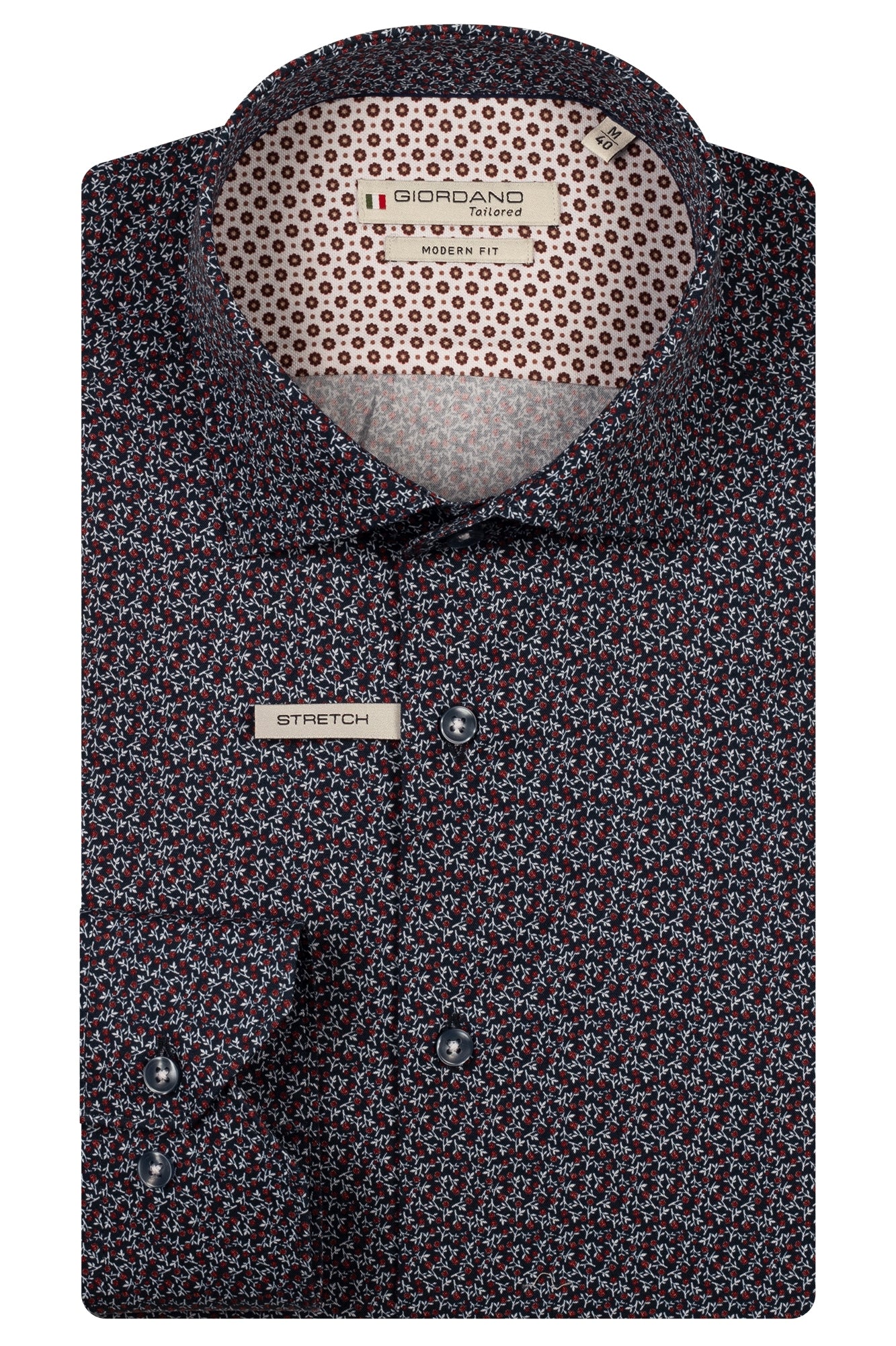 Giordano Modern Fit Shirt - Maggiore - Micro Flower Print - Deep Mauve