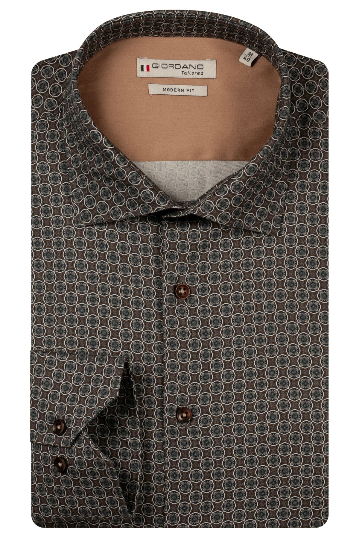 Giordano Modern Fit Shirt - Maggiore - Chocolate Brown Circles