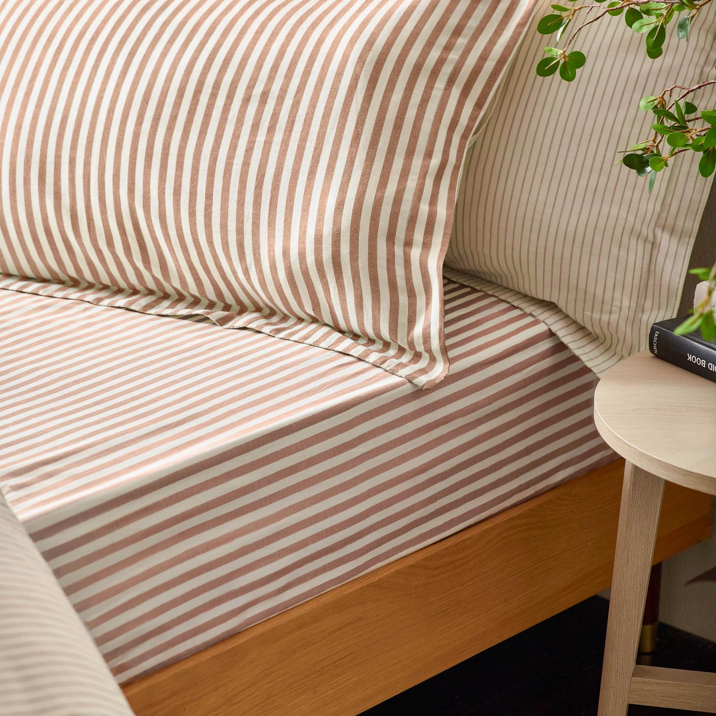 Hebden Striped Fitted Bed Sheet - Pecan