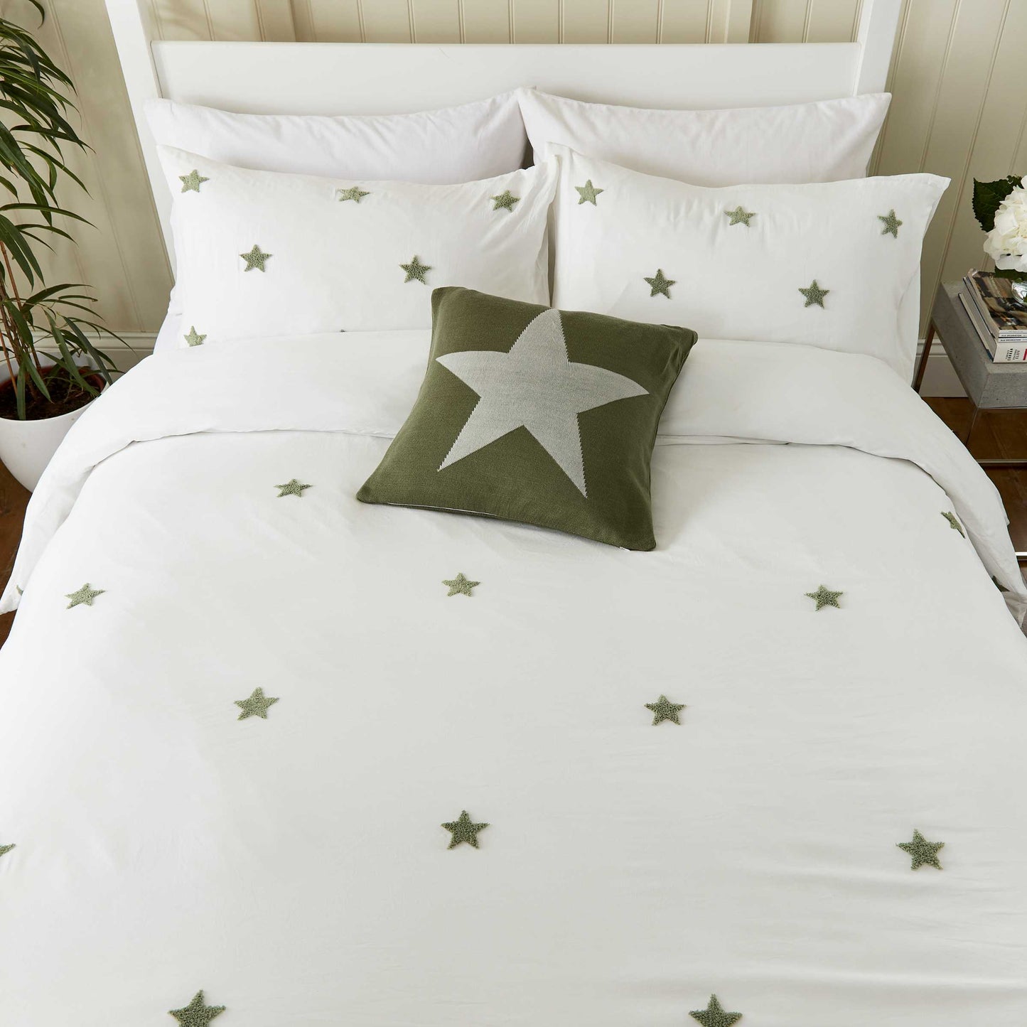 Helena Springfield Long Island Tufted Star Duvet Cover Set - Green