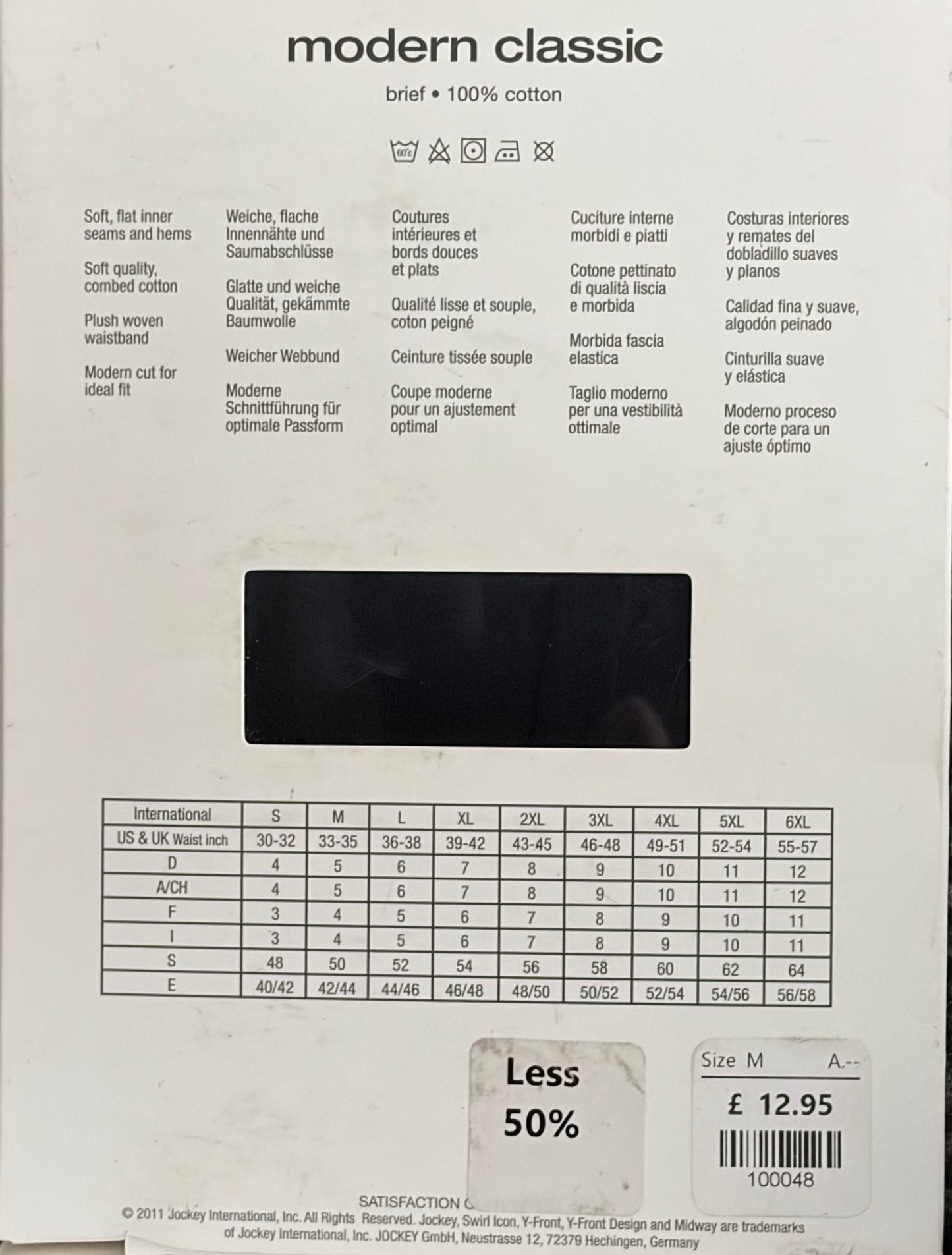 Jockey Modern Classic Brief (single) - Black (M)