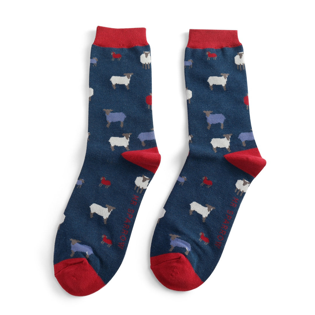 Mr Sparrow Sheep Family Socks - Navy