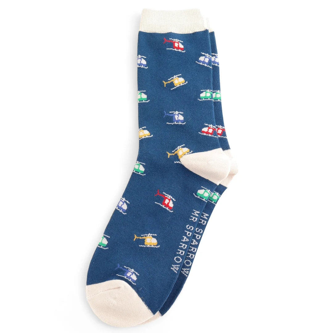 Mr Sparrow Helicopters Socks - Navy