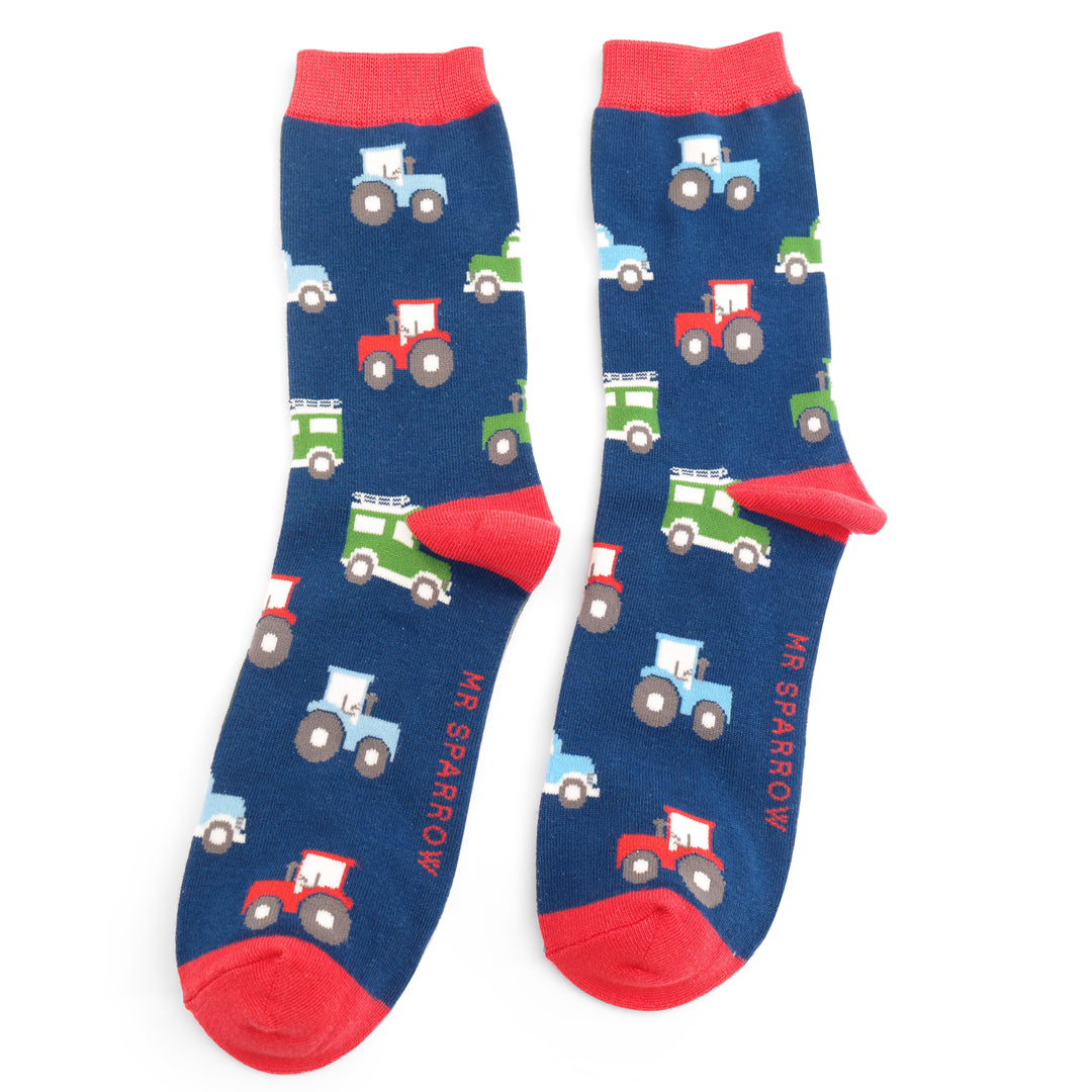 Mr Sparrow On The Farm Socks - Navy