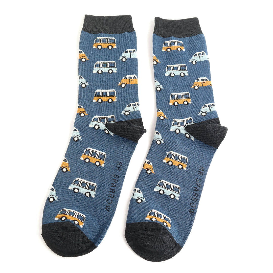Mr Sparrow Vintage Vehicles Socks - Navy
