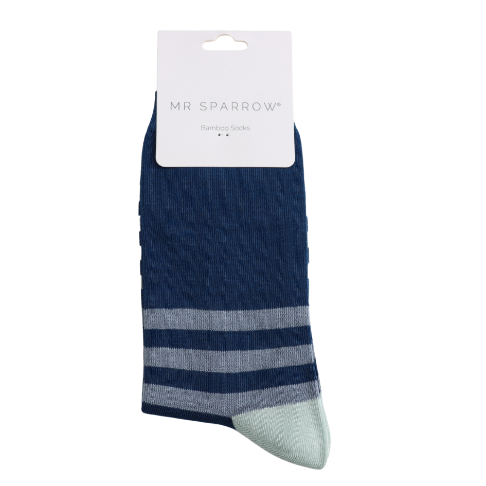 Mr Sparrow Tonal Stripes Socks - Blue