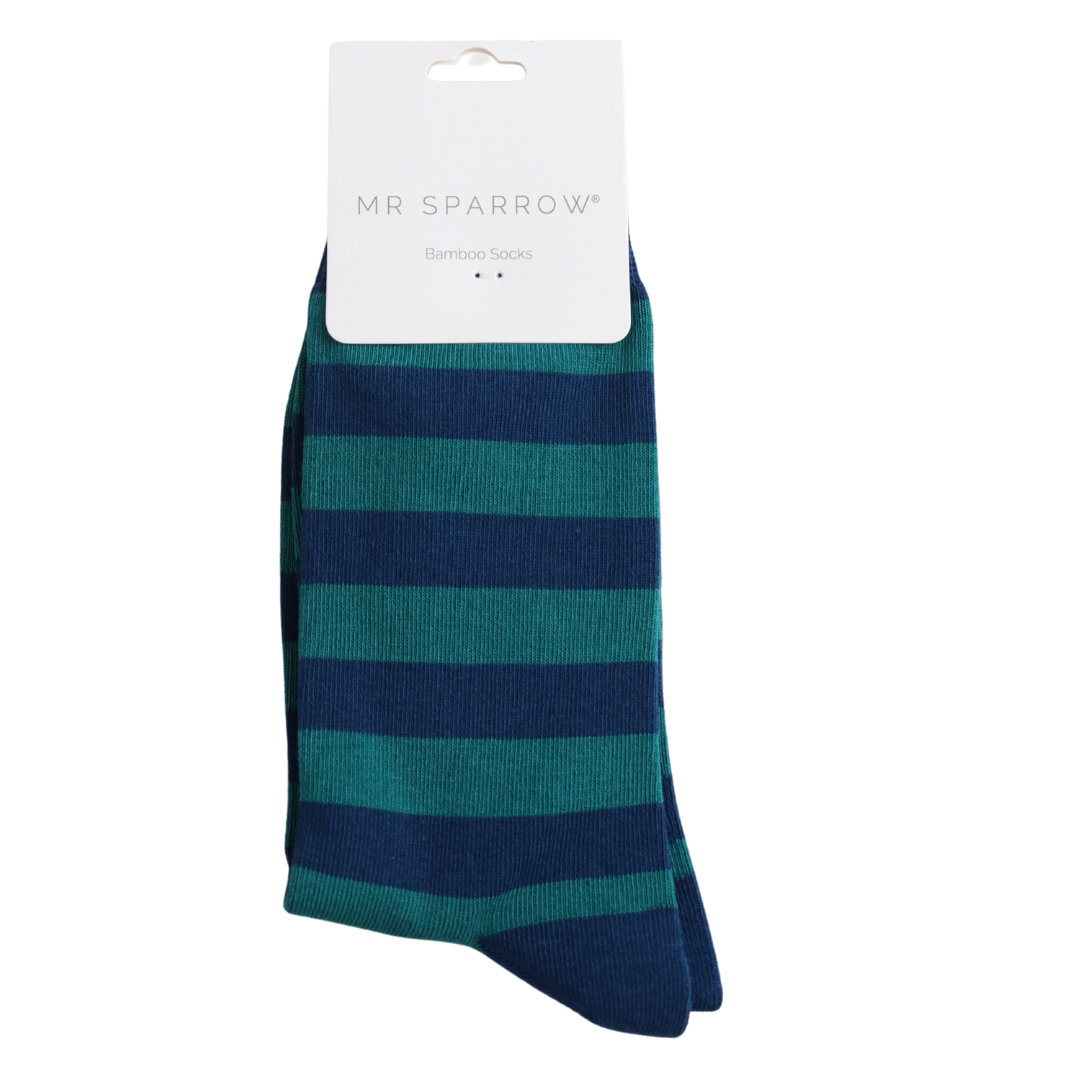 Mr Sparrow Simple Stripes Socks - Teal