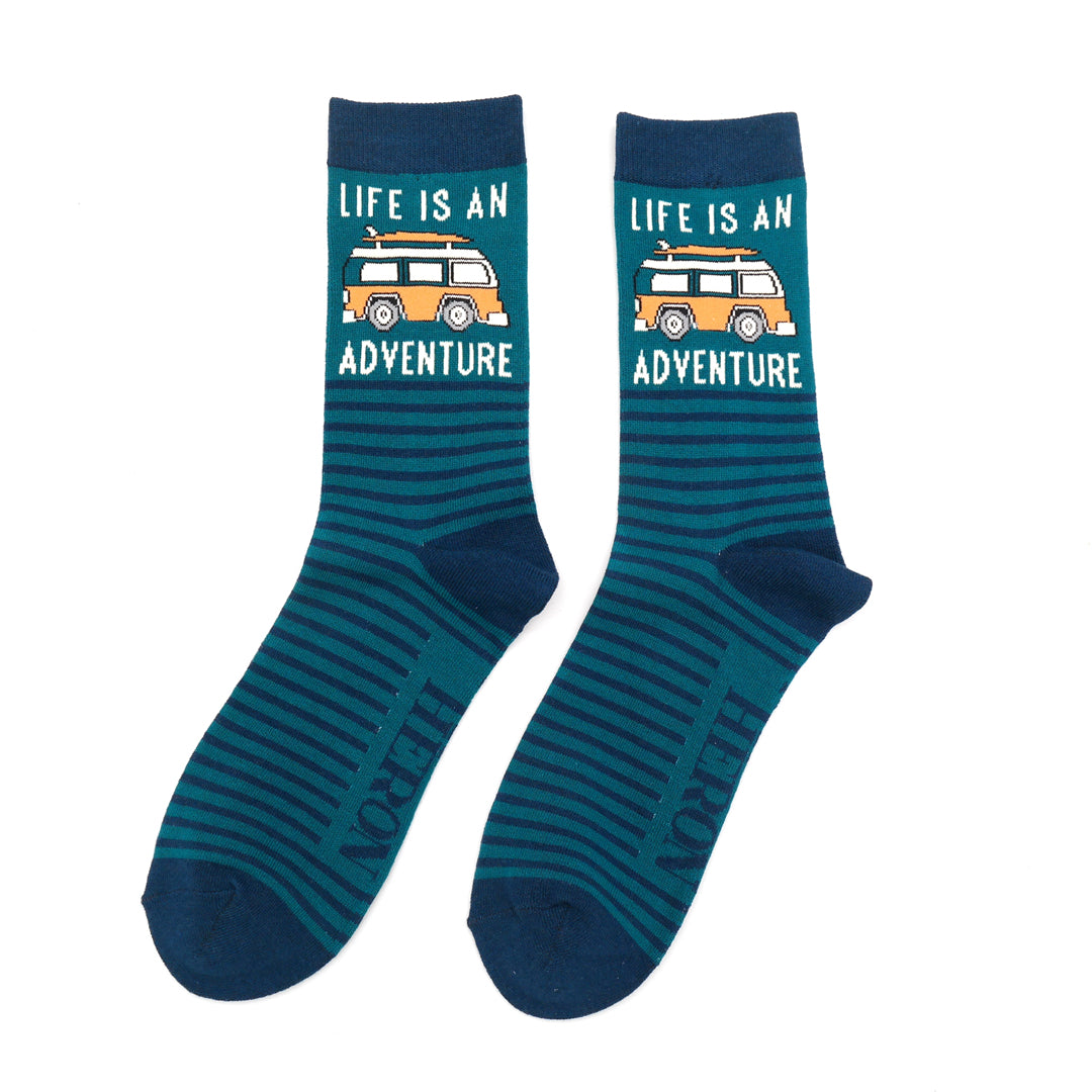 Mr Heron Adventure Van Socks - Teal