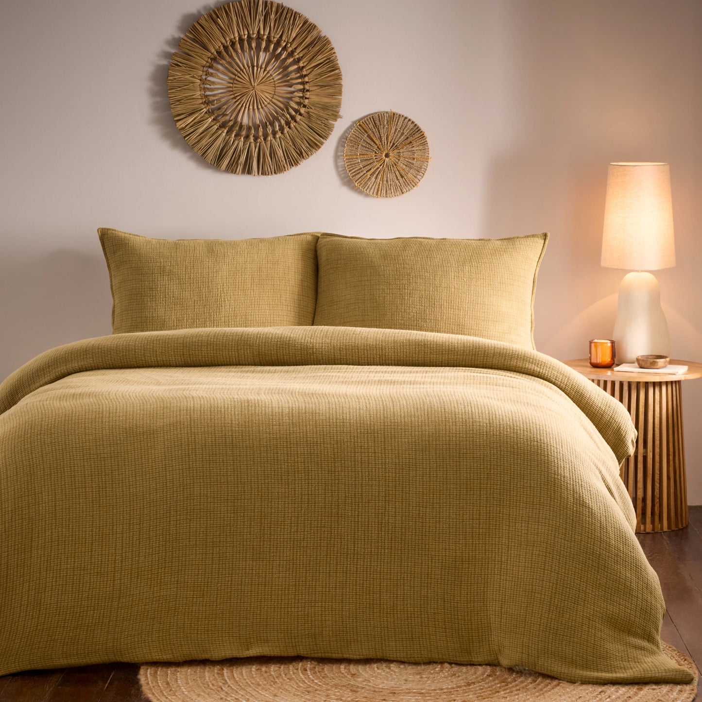 Ribble Acid Washed Duvet Cover Set - Honey