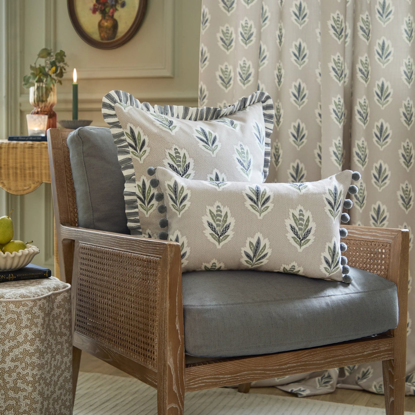 Sessile Leaf Printed Cushion Cover - Flax (30 x 50cm)