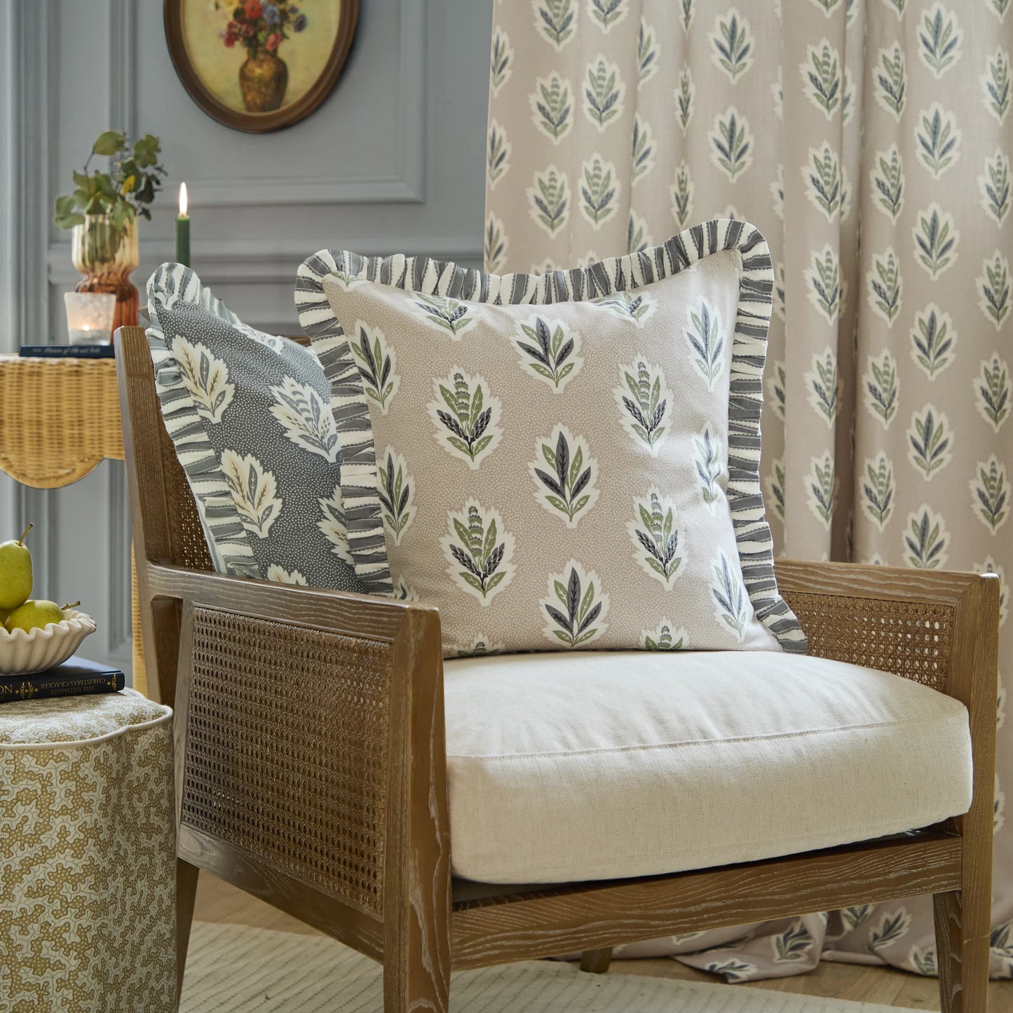 Sessile Leaf Ruffle Cushion Cover - Flax (50 x 50cm)
