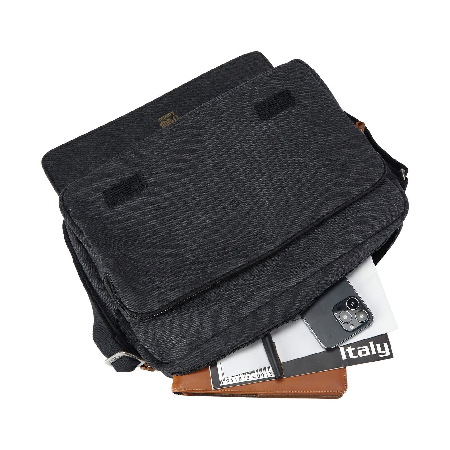 Troop Messenger Bag (TRP0241) - Black (Stone Washed)