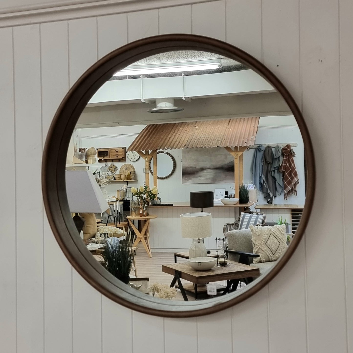 Wilton Small Round Black Walnut Mirror