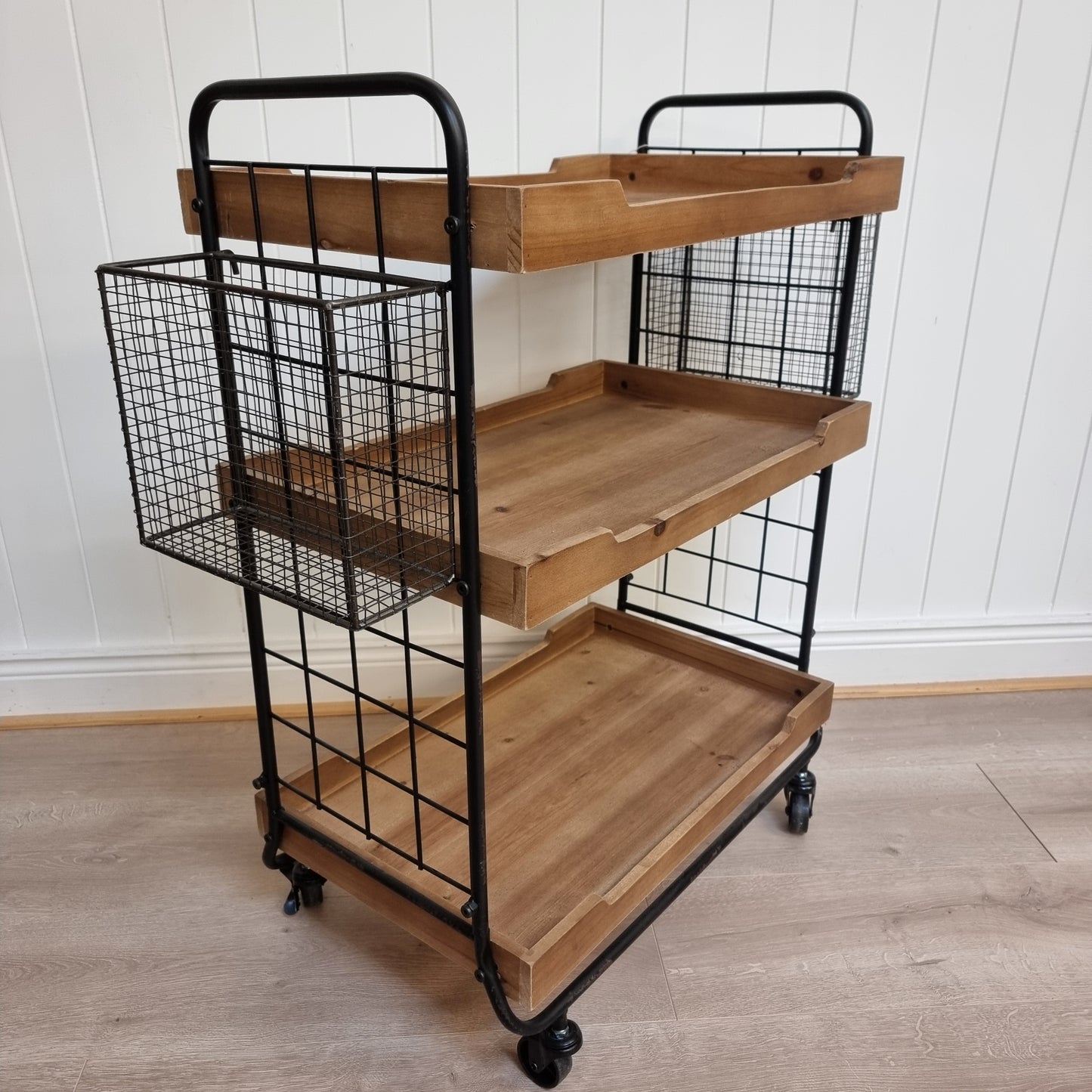 Cart on Wheels with Baskets - Antique Black