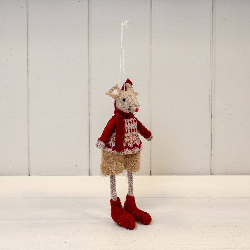 Red/Beige Hanging Mouse With Jumper