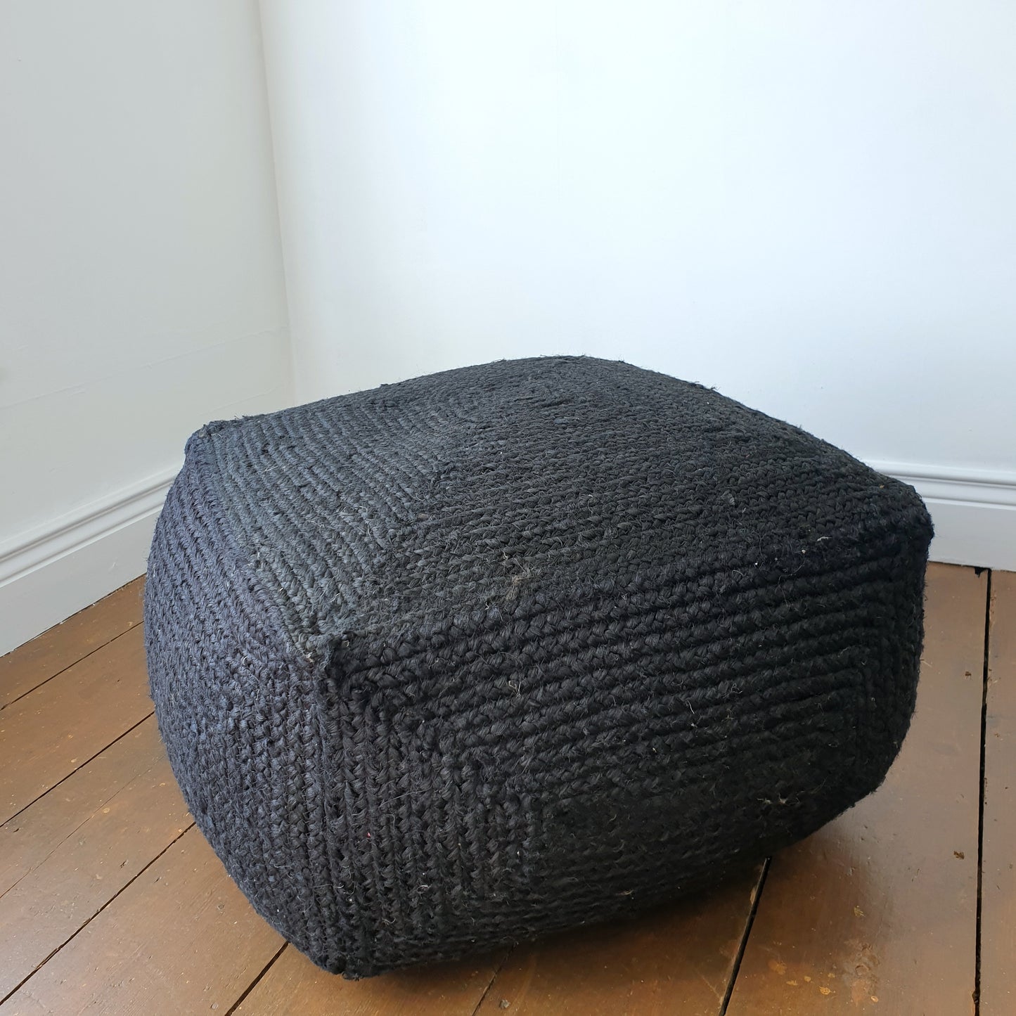 Black Jute Pouffe