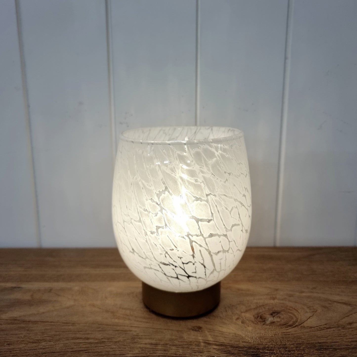 Battery Operated Lamp - White and Bronze