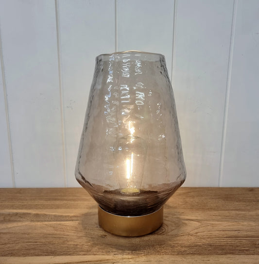 Jaya Glass Battery Operated Table Lamp - Warm Grey and Gold