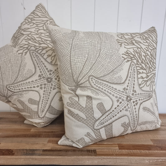 Embroidered Shoreline Natural Cushion