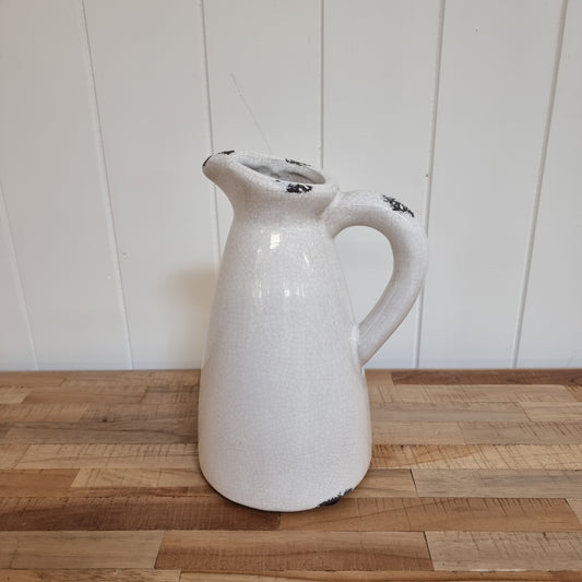 White Jug With Crackle Finish