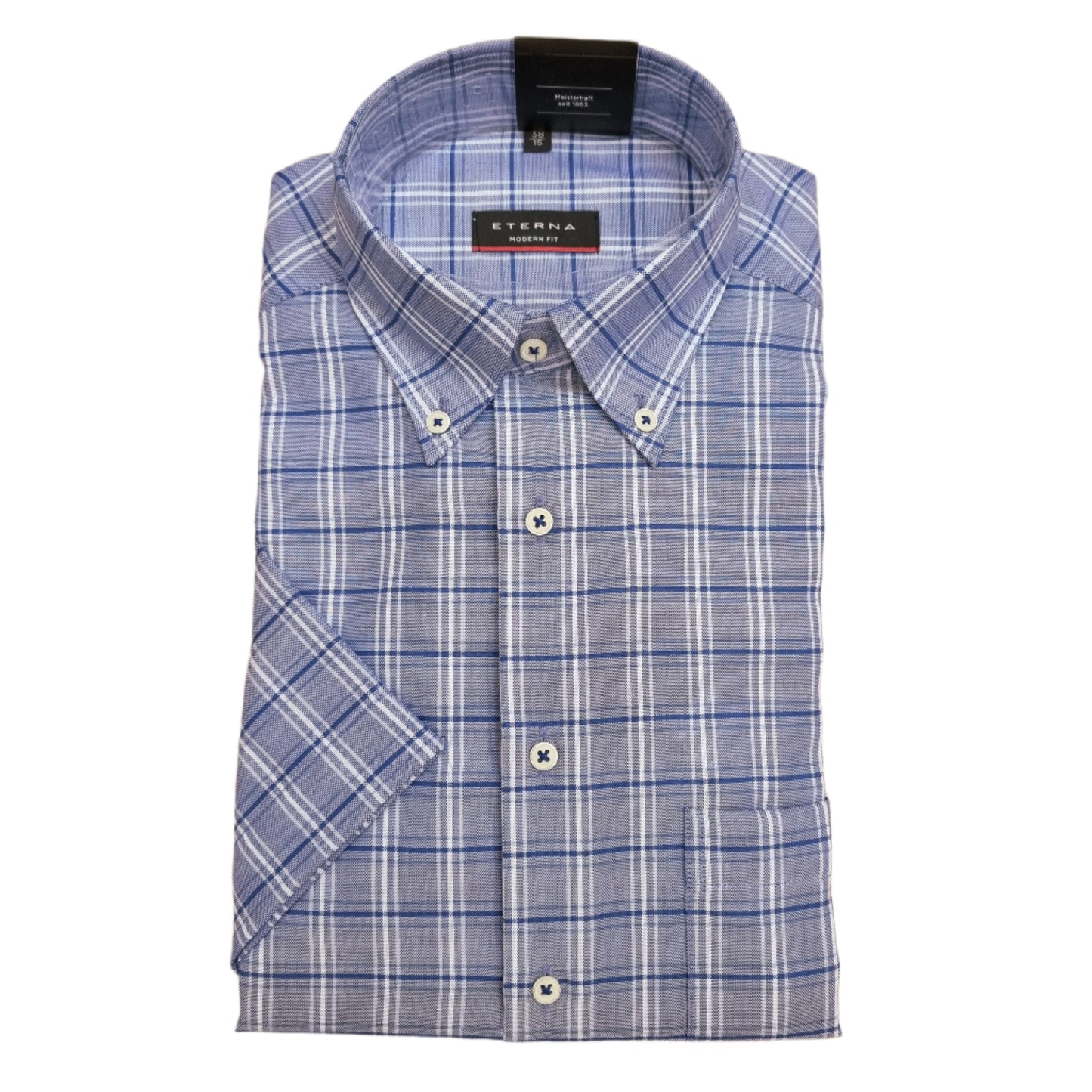 Eterna Short Sleeve Shirt - Blue Check (4123/16)