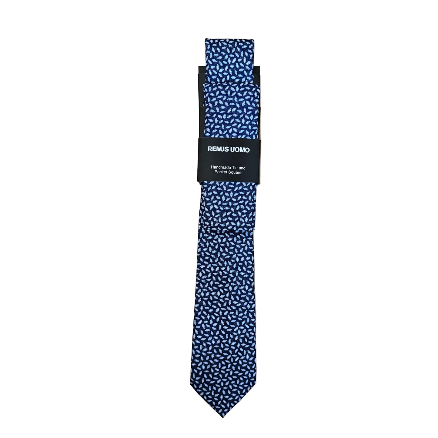 Remus Uomo Tie and Pocket Square Set - Navy/Blue