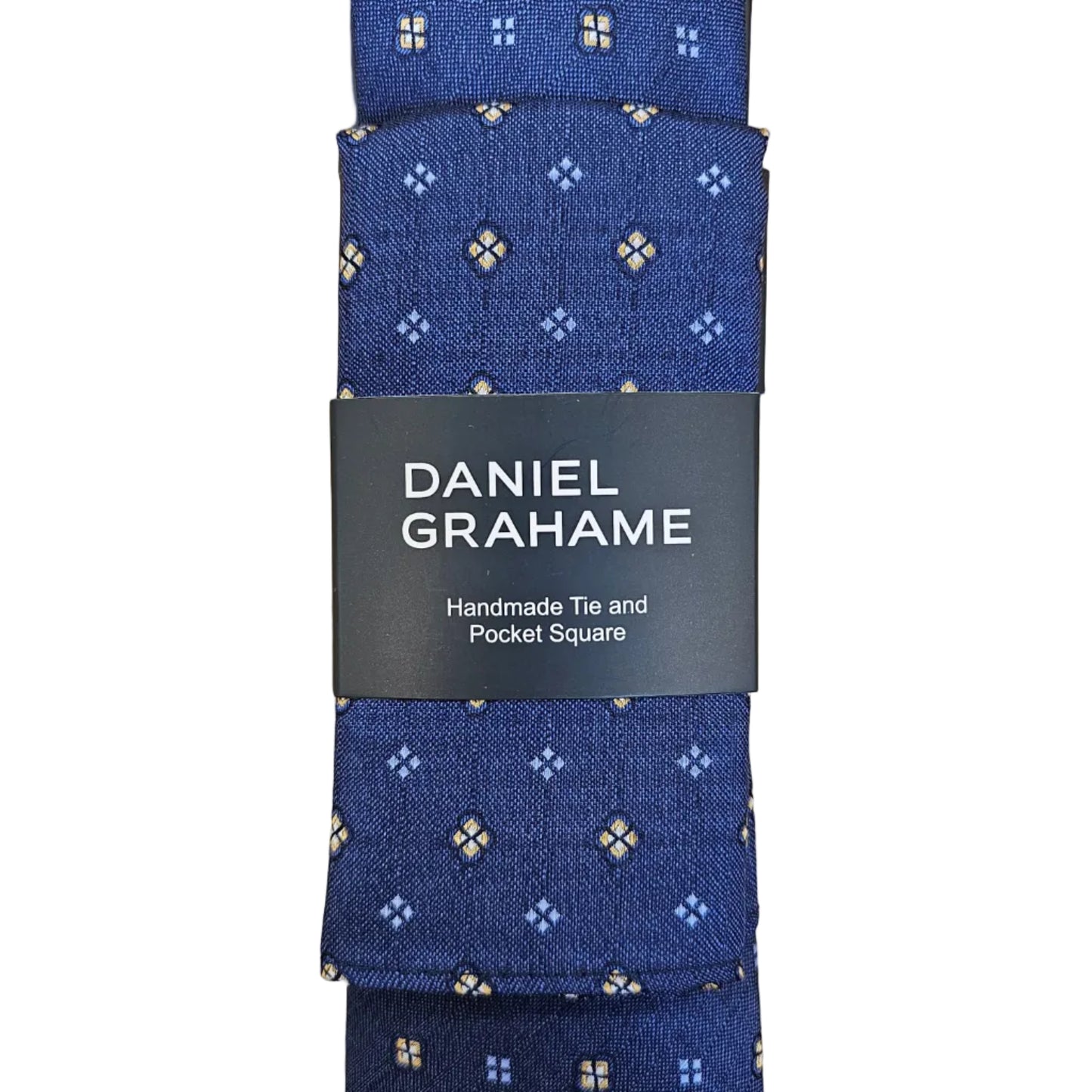 Daniel Grahame Tie and Pocket Square Set - Navy/Blue Diamonds