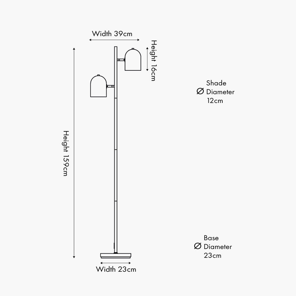 Metal Cloche Two Head Floor Lamp - Mulberry