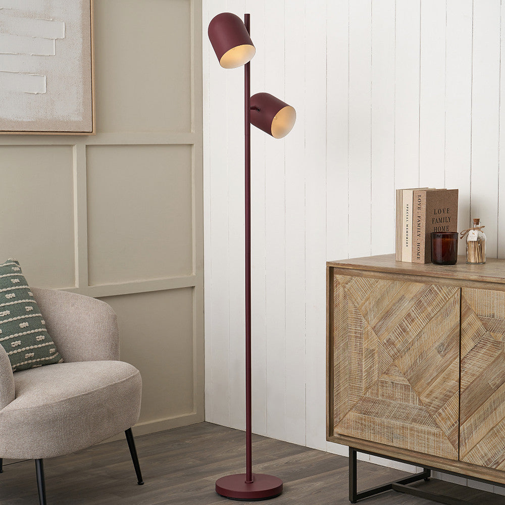 Metal Cloche Two Head Floor Lamp - Mulberry