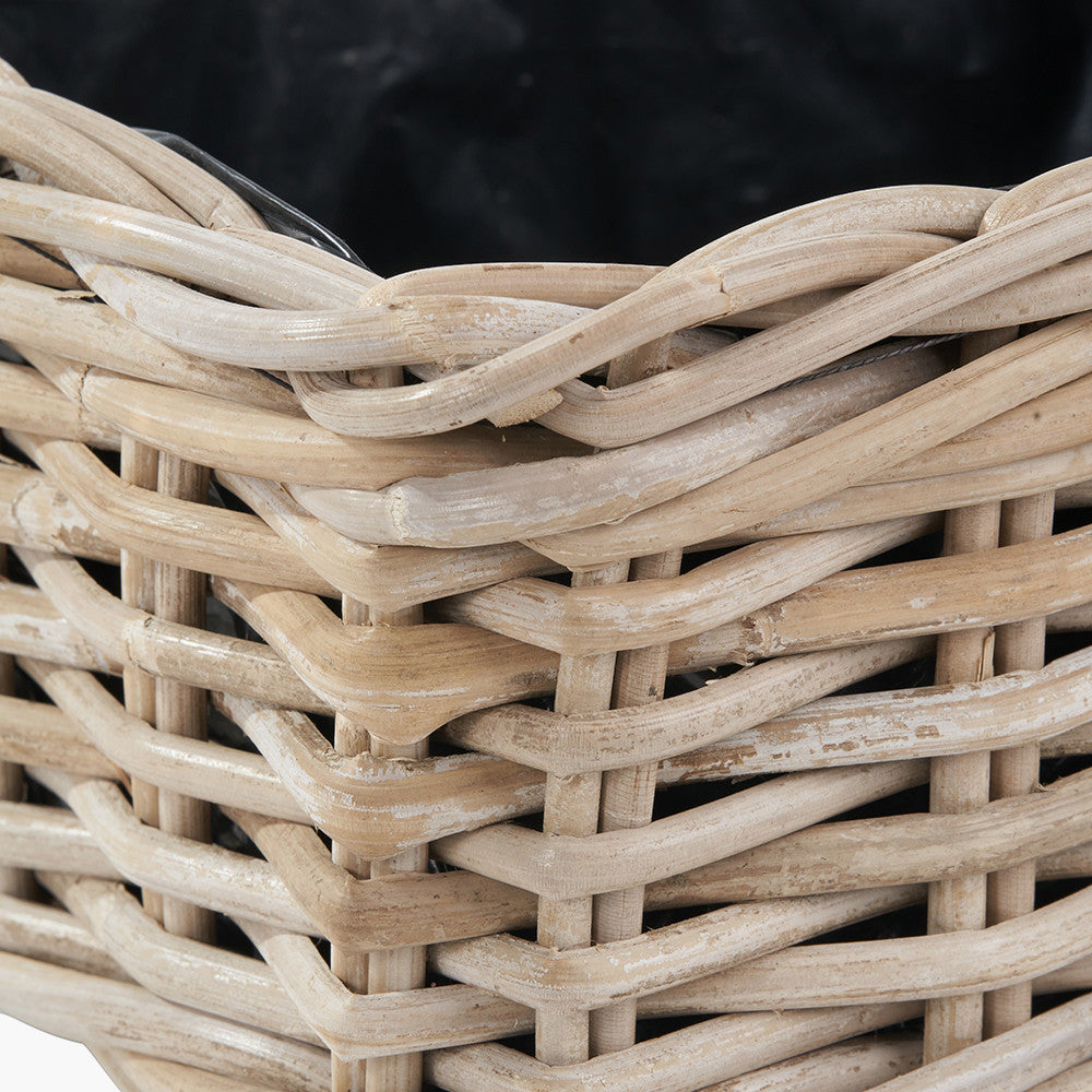 Indoor/Outdoor Grey Kubu Rattan Square Basket Planters (Set of 3)